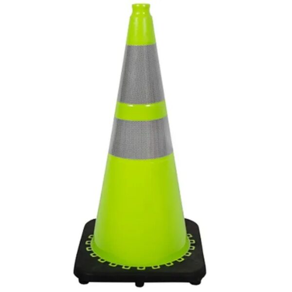 18" PVC Road Green Cone Black Base Barricade Traffic Cone - Image 2