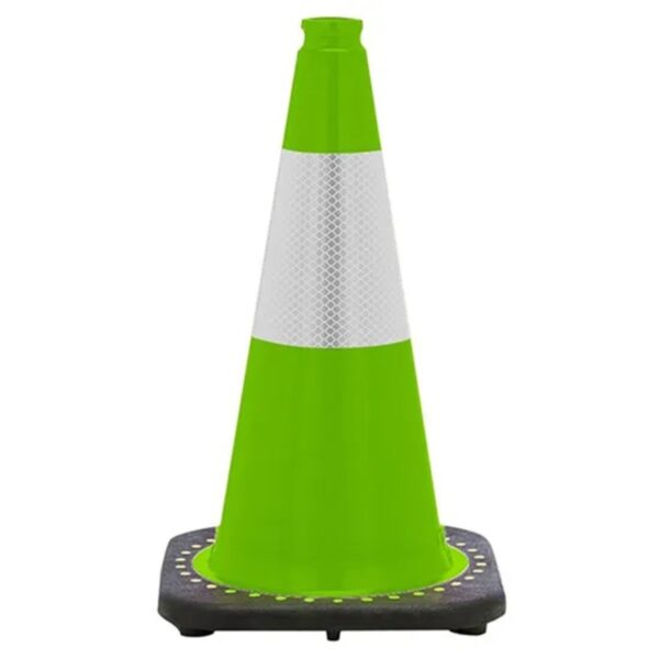 18" PVC Road Green Cone Black Base Barricade Traffic Cone - Image 6