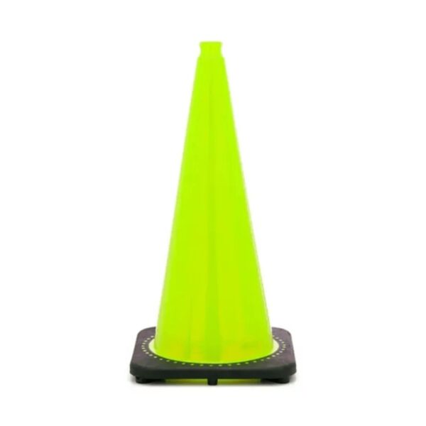 28" PVC Road Green Cone Barricade Black Base Traffic Cone - Image 3
