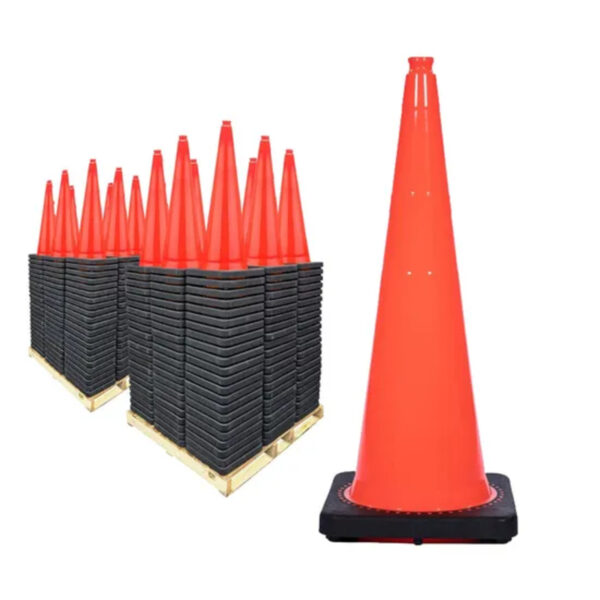 28" PVC Road Orange Cone Flexible Barricade Traffic Cone - Image 2