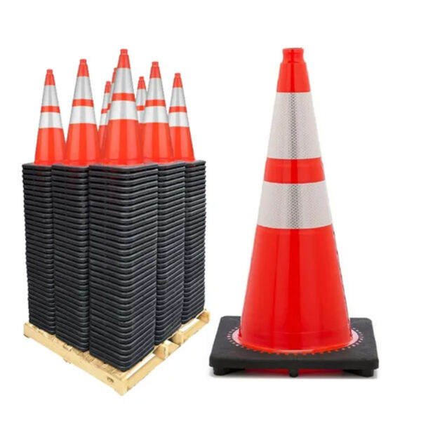28" PVC Road Orange Cone Flexible Barricade Traffic Cone - Image 3