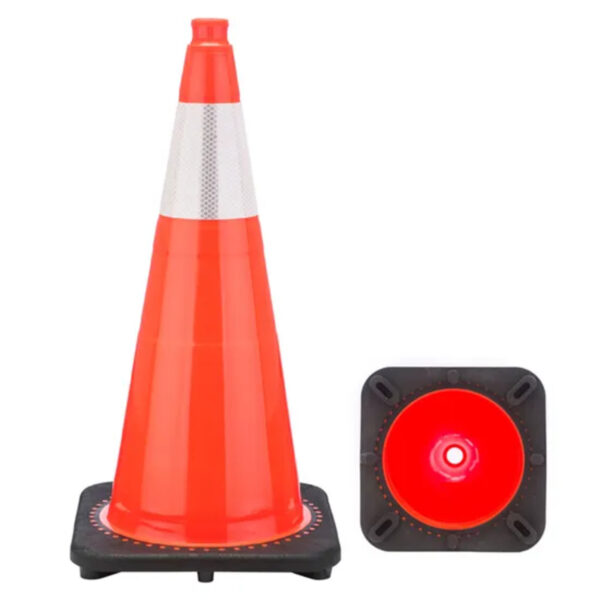 28" PVC Road Orange Cone Flexible Barricade Traffic Cone - Image 5