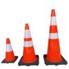 45cm PVC Black Base Safety Cones Reflective Traffic Markers - Image 3