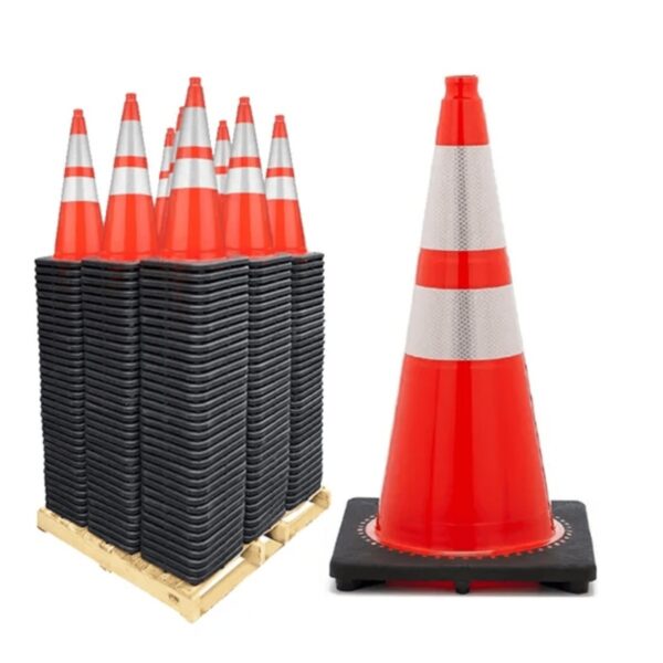 45cm PVC Black Base Safety Cones Reflective Traffic Markers - Image 6