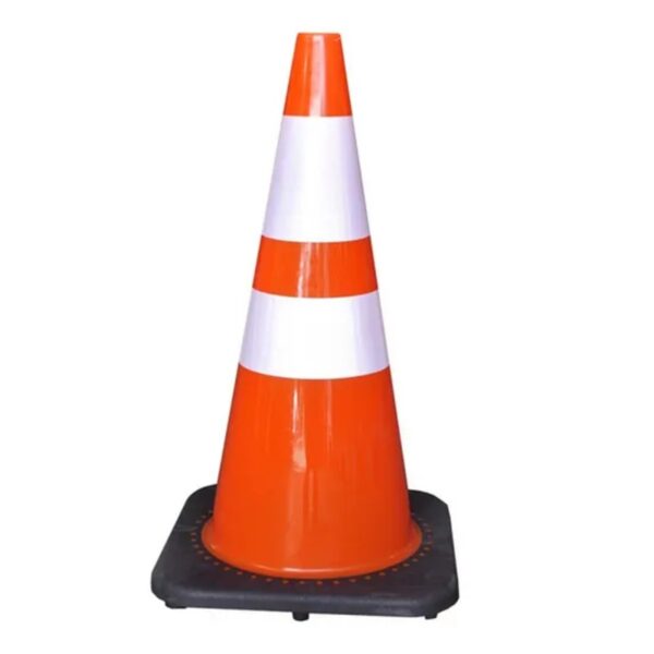18" 28" 36" Flexible PVC Traffic Cone Road Safety Black Base Cone - Image 2