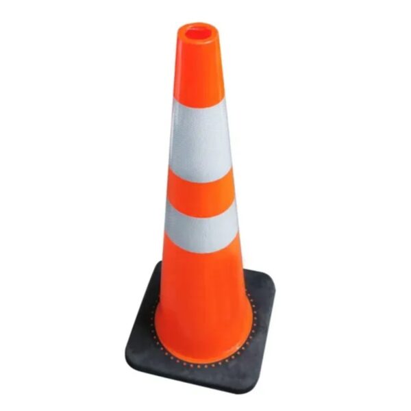 Grade Tape High Intensity PVC Cone Black Base Flexible Road Cone - Image 2