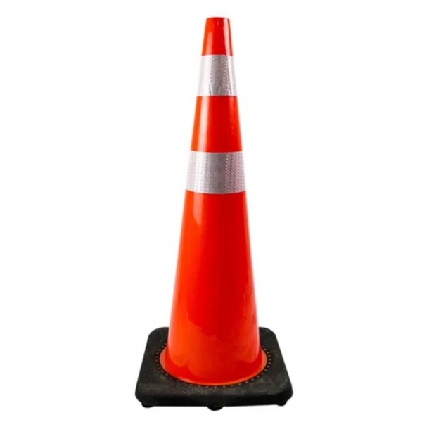 36 Inch PVC Stackable Road Cone Reflective Black Base Traffic Cones - Image 3