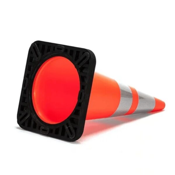 36" PVC Reflective Road Cone Flexible Black Base Traffic Safety Cones - Image 2