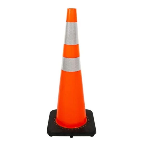 36" PVC Reflective Road Cone Flexible Black Base Traffic Safety Cones - Image 6