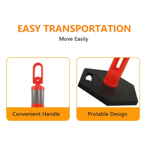 Reflective Traffic Delineator Post with Rubber Base for Parking Lots - Image 4