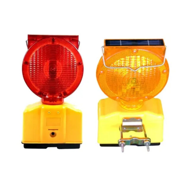 Amber Solar Battery Powered Lights LED Warning Traffic Light - Image 3