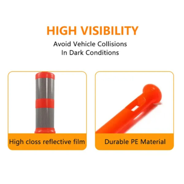 Safety Bollards Barriers 110cm PE Traffic Delineator Rubber Base - Image 4