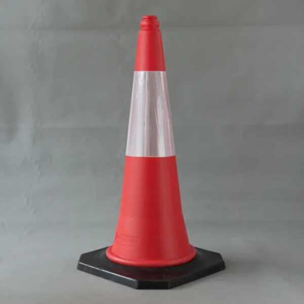 High Quality Red 750mm PE Traffic Cone with Black Base - Image 2