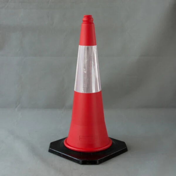 High Quality Red 750mm PE Traffic Cone with Black Base - Image 3