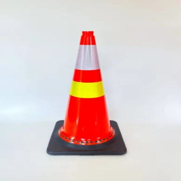 75cm Red Cone PVC Reflective Traffic Cone with Rubber Base - Image 2