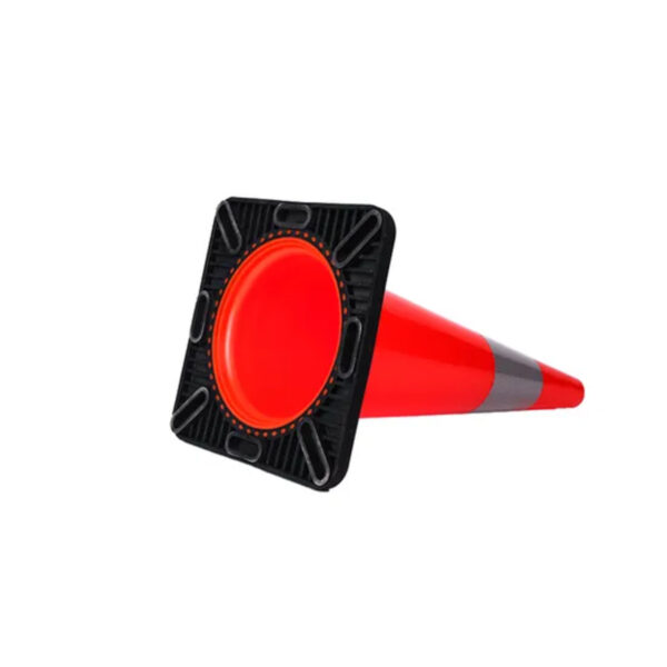 Orange Slim Cone Flexible PVC Traffic Safety Black Base Cone - Image 3