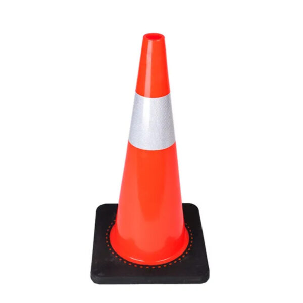 Orange Slim Cone Flexible PVC Traffic Safety Black Base Cone - Image 4