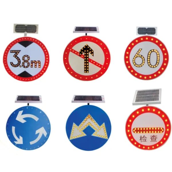 Solar Power LED Octagonal Stop Warning Traffic Road Sign - Image 5