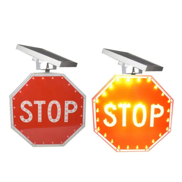 Solar Power LED Octagonal Stop Traffic Sign for Road Safety - Image 3