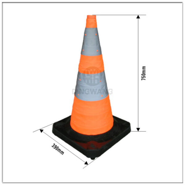 Waterproof 700mm Safety Cone Rubber Base Portable Cone - Image 2