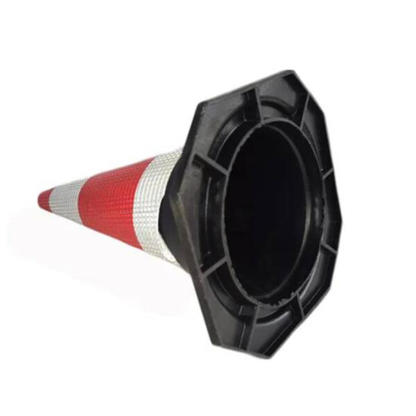 28 Inch Black Base Road Safety Flexible Rubber Traffic Cone - Image 2