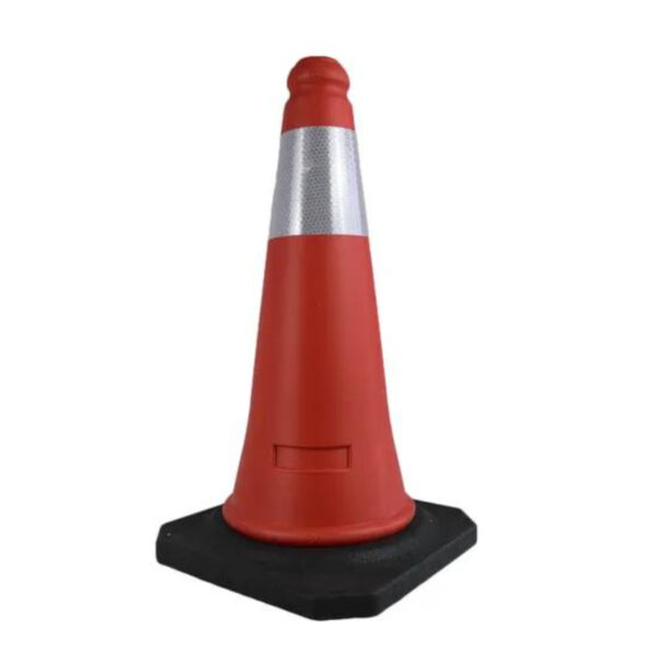 50cm Reflective Black Base PE Traffic Cone for Roadway Safety - Image 2