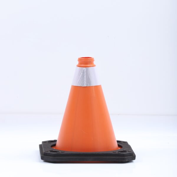 PE 50cm Orange Cone Reflective Black Base Traffic Cone - Image 2