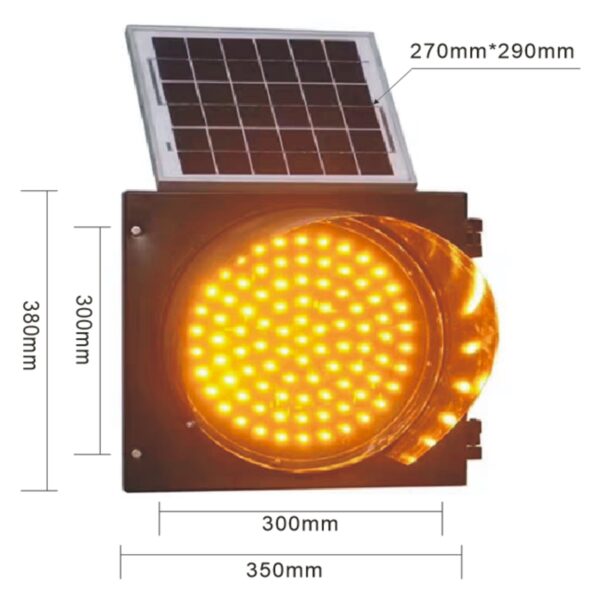 200mm Yellow Flashing Light Solar Powered Led Traffic Light - Image 3
