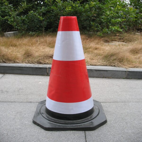 75cm Reflective Cone Traffic Safety Black Base Rubber Cone - Image 3