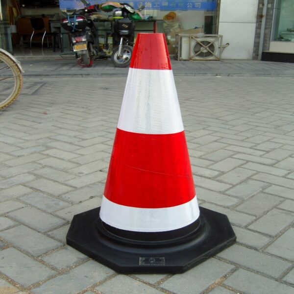 75cm Reflective Cone Traffic Safety Black Base Rubber Cone - Image 2