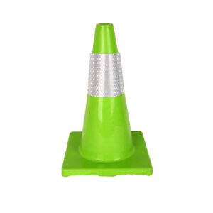 Neon Green PVC 50cm Traffic Road Cone Hat With Reflective Stripes