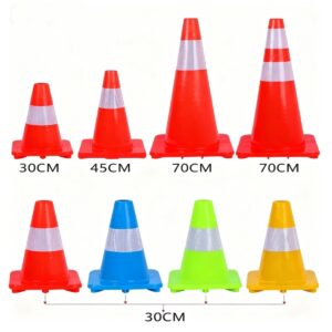Plastic 70cm 900mm PVC Road Side Traffic Cone With Lights